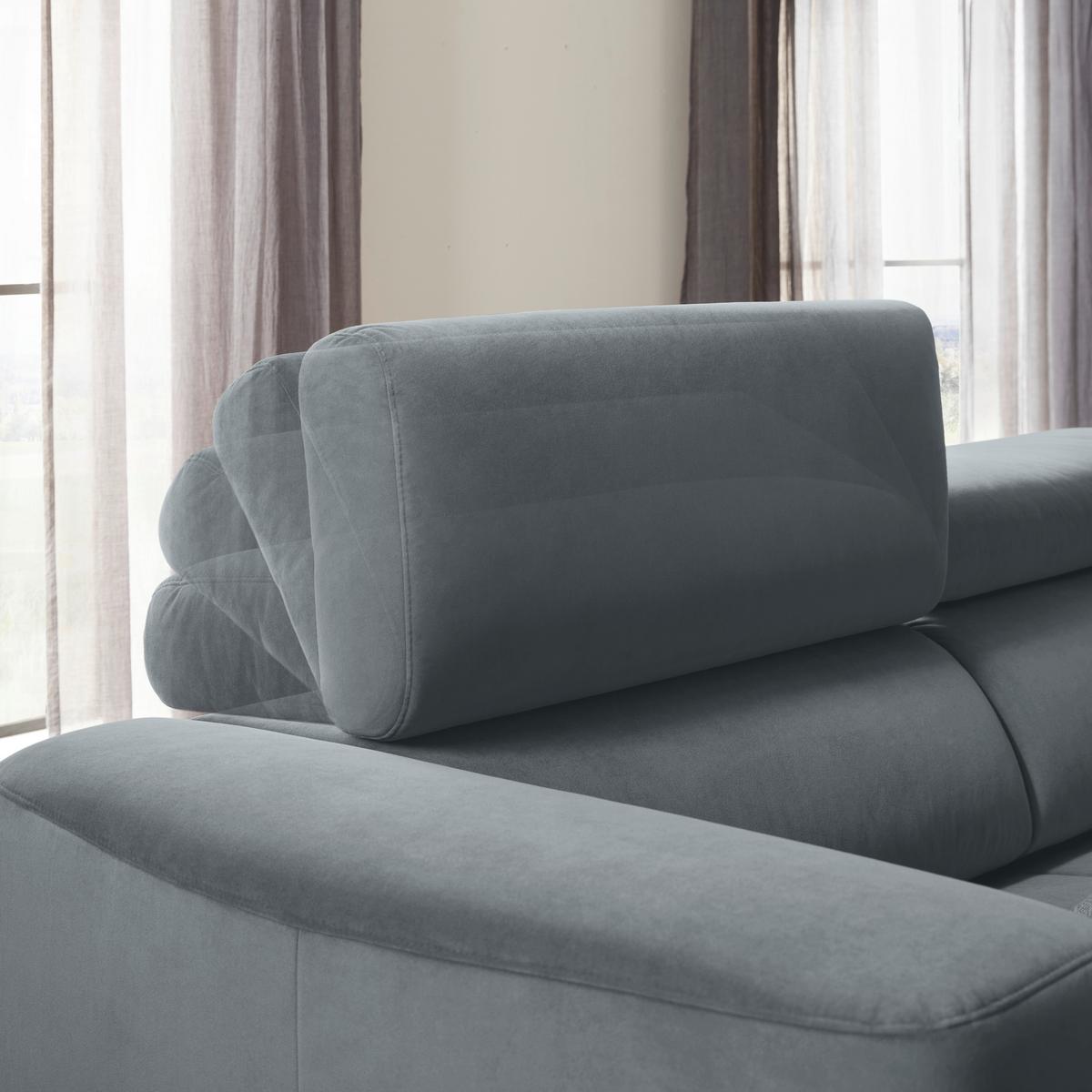 Ecksofa Emma rechts Blaugrau - Blaugrau/Schwarz, MODERN, Textil (301/210cm) - Premium Living