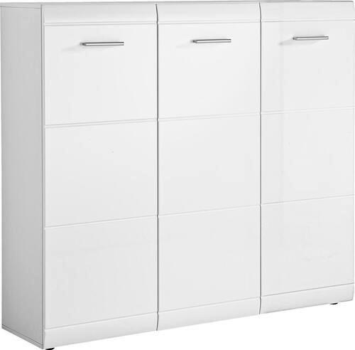 SZAFKA NA BUTY ADANA - kolor srebrny/biały, Design, materiał drewnopochodny/tworzywo sztuczne (134/120/36cm) - Carryhome