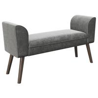 PLAYBOY Hockerbank Tiffany Samt Anrhrazit H: 54,50 cm - Anthrazit/Walnussfarben, MODERN, Holz/Textil (92,7/54,5/30cm) - Playboy