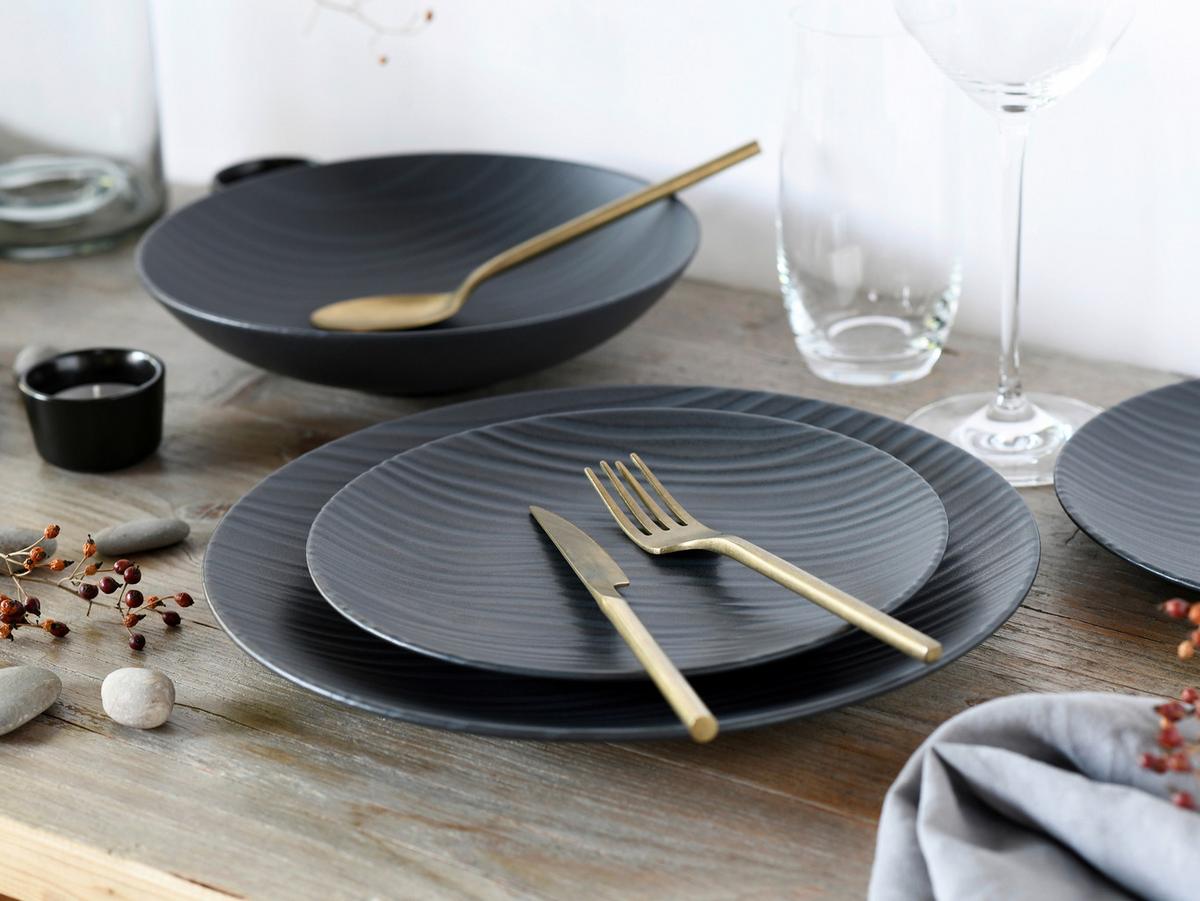 Jedilni Servis Waves, 12-Delni - antracit, Basics, keramika - Creatable