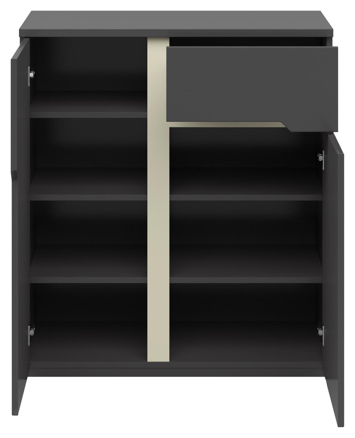 Kommode Manhatten in Grau/Graphitfarben - Graphitfarben/Schwarz, Modern, Holzwerkstoff/Kunststoff (85/95/42cm) - Premium Living