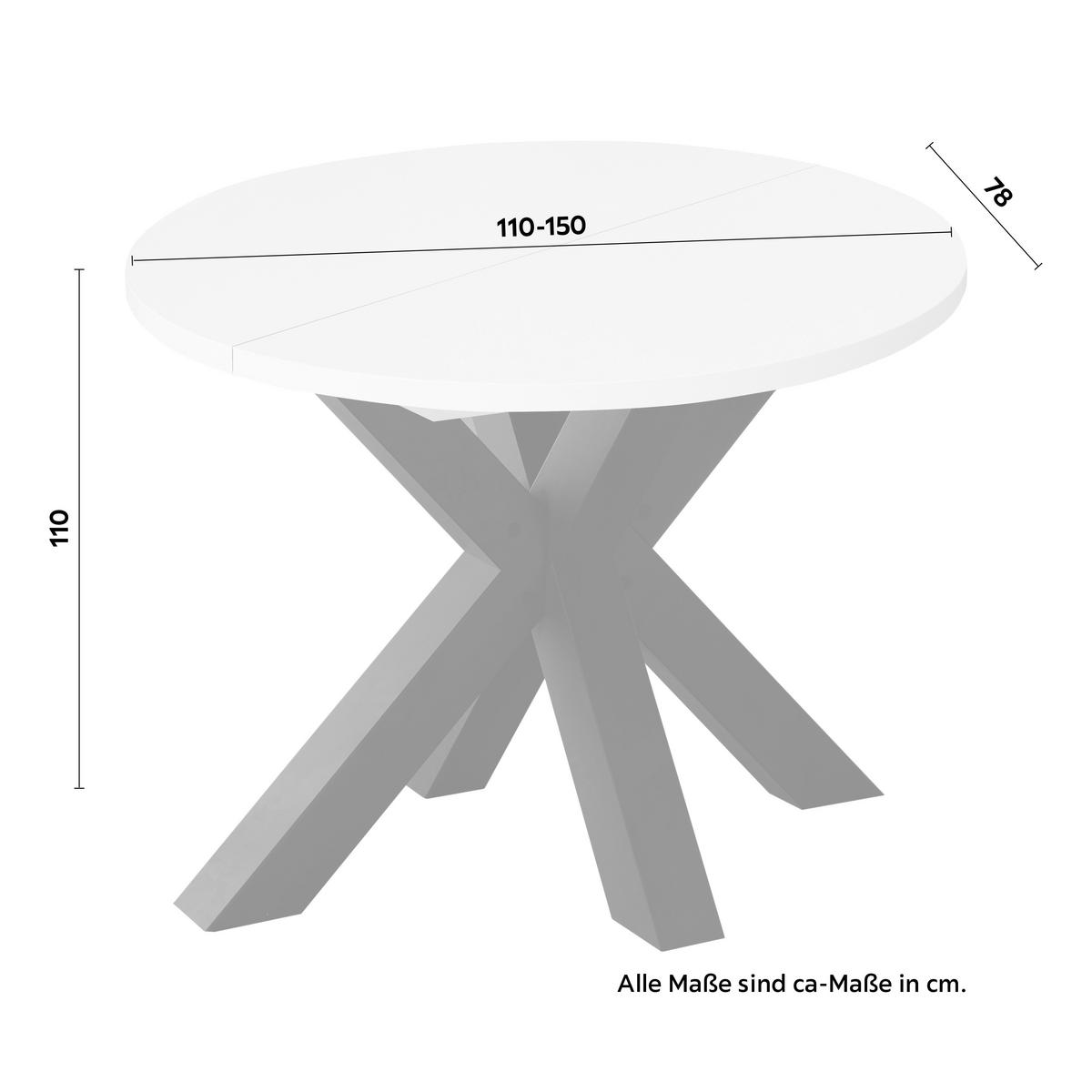 Ausziehtisch in Schwarz/Weiß - Schwarz/Weiß, MODERN, Holzwerkstoff (110-150/78/110cm) - ecoTree