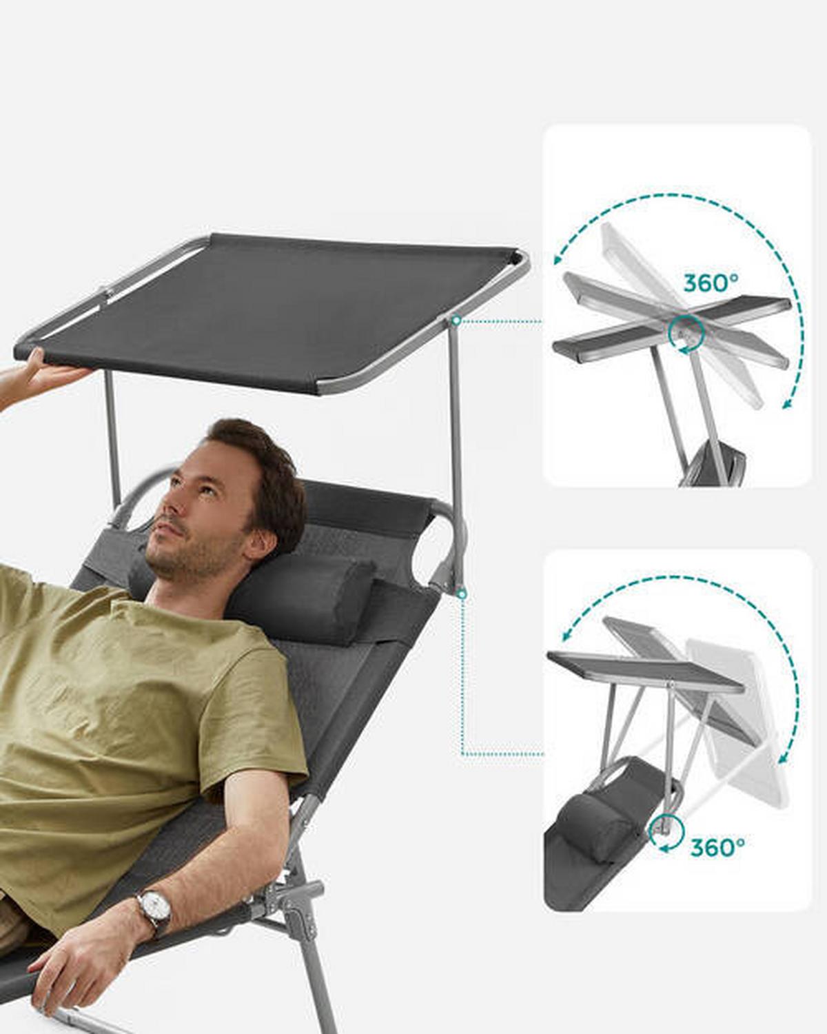 Sonnenliege Großer Liegesessel Grau - Grau, Basics, Textil/Metall (71/38/200cm) - Modante