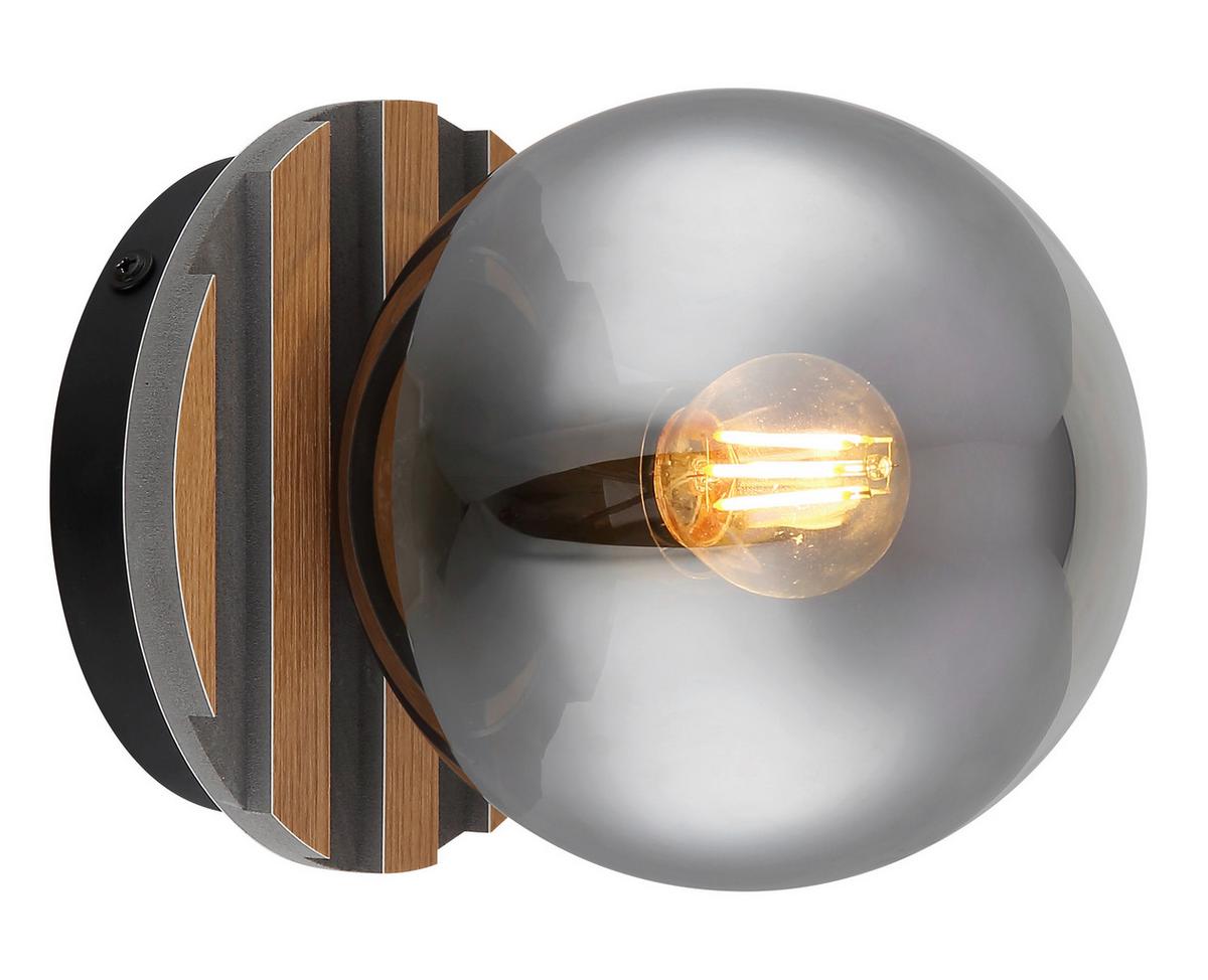 Stropna Svjetiljka Parsons - siva/smeđa, Design, staklo/drvni materijal (15/20cm) - Globo