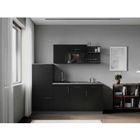 Küchenblock Oliver m. Geräten Schwarz - Schwarz/Grau, Trend, Holzwerkstoff/Metall (205cm) - Respekta