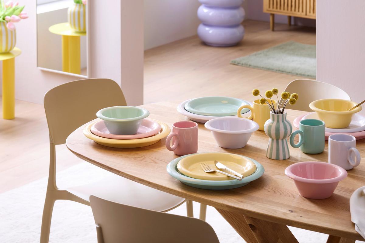 Kombiservice Candy Pastelfarben, 16-teilig - Gelb/Rot, LIFESTYLE, Keramik - Mömax