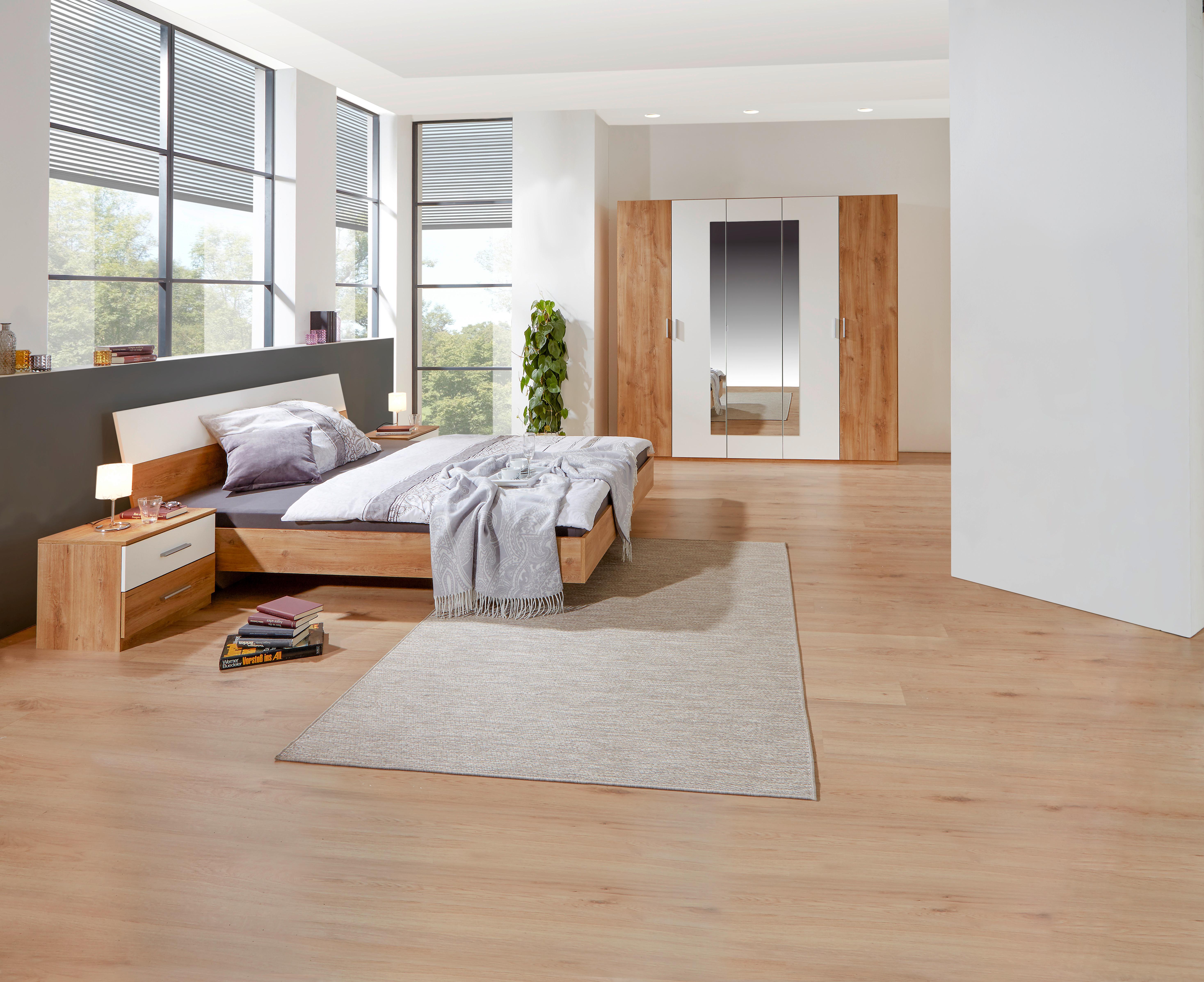 Spavaća Soba Katrin - bijela/boje hrasta, Konvencionalno, drvni materijal (180/200cm) - Based