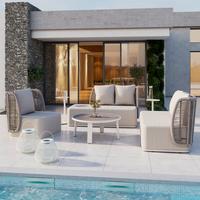 Gartenlounge Marino Hellgrau Textil/Metall - Dunkelgrau/Hellgrau, Modern, Kunststoff/Textil (153/81/76cm) - Bessagi Garden