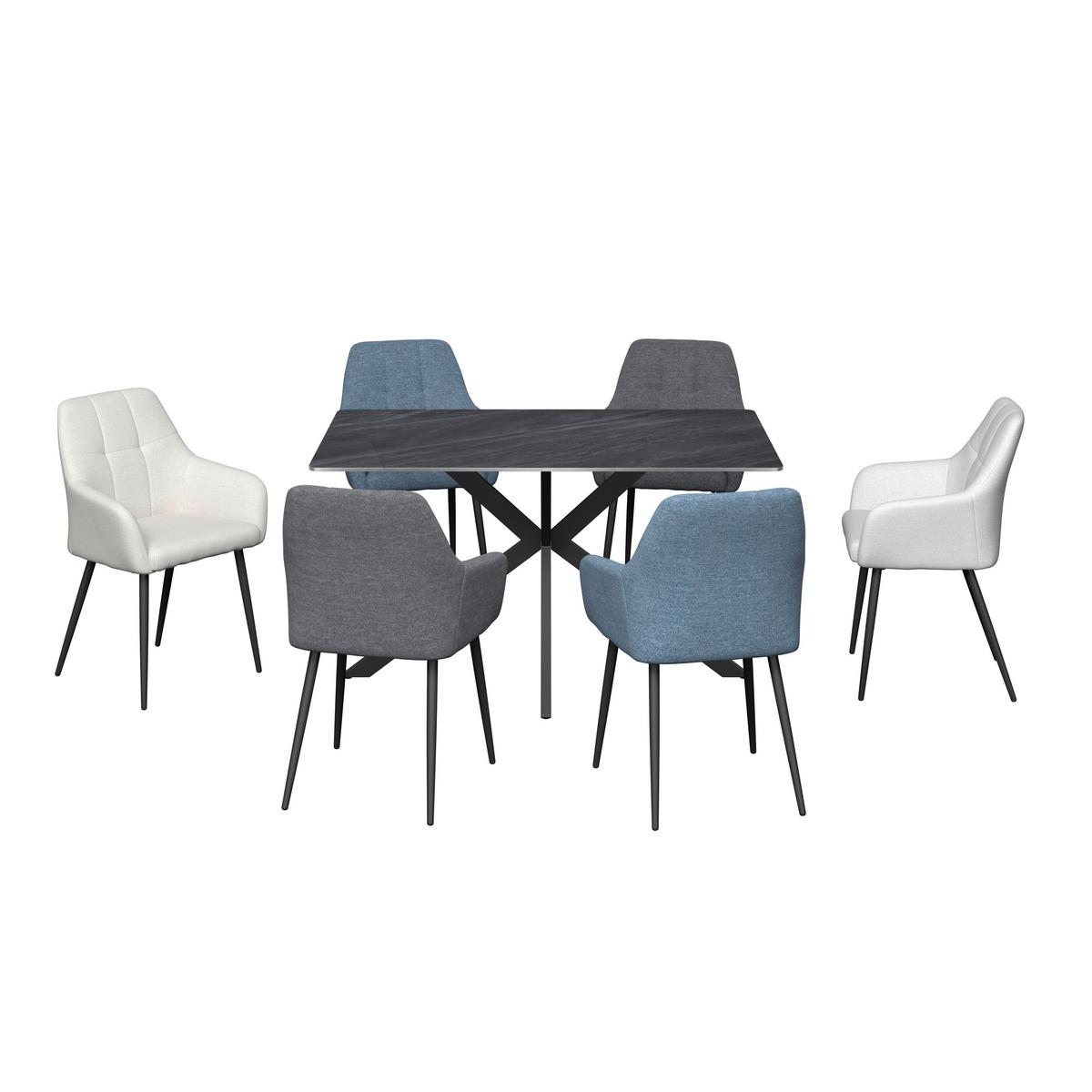 Jedilna Miza Leon, Keramika, Svetlo Siva, 140x90 - siva/črna, Trend, kamen/kovina (140/90/75cm)