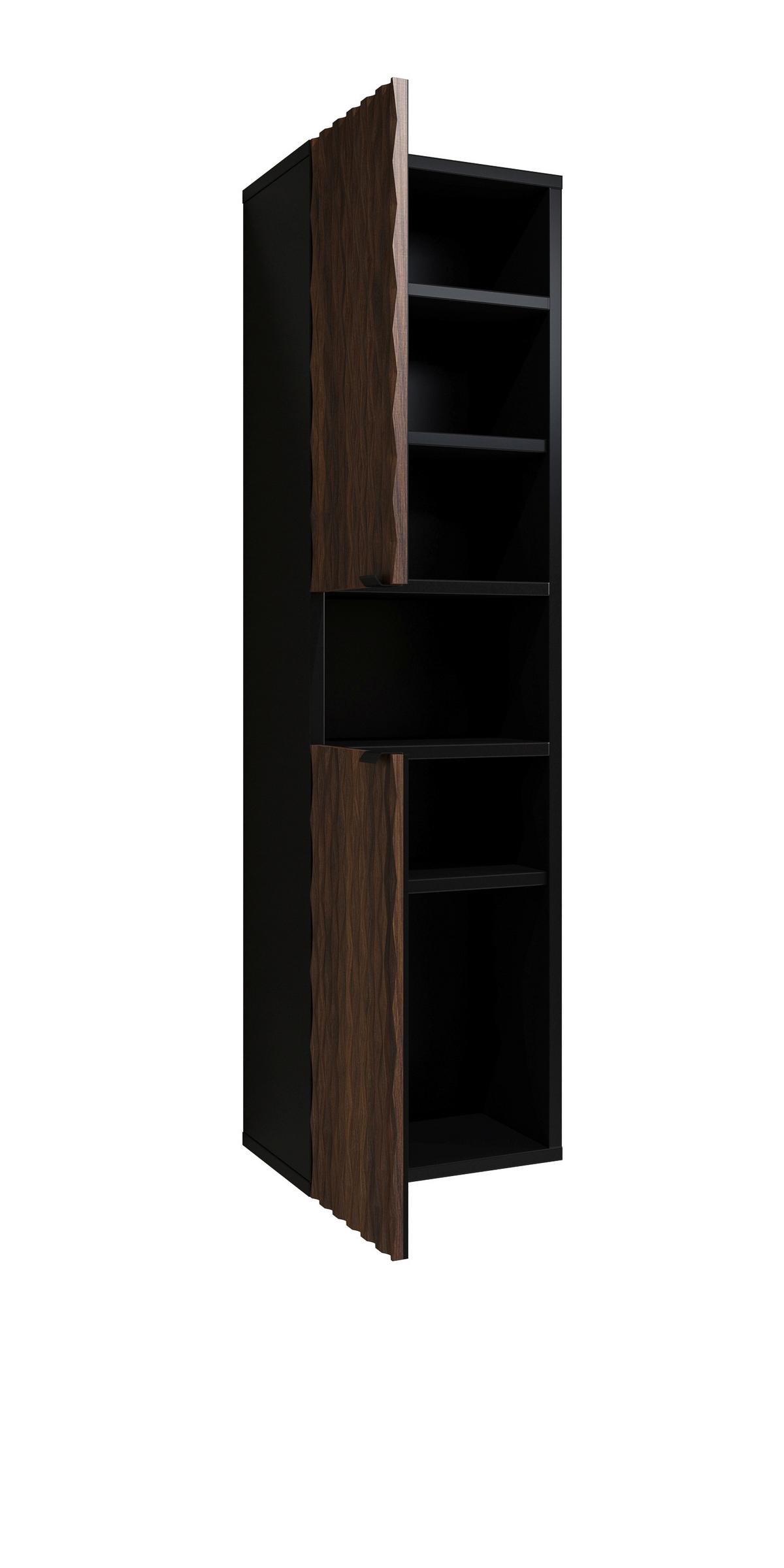 Faliszekrény Enzo - barna/fekete, Modern, műanyag/faalapú anyag (33/133/35cm)