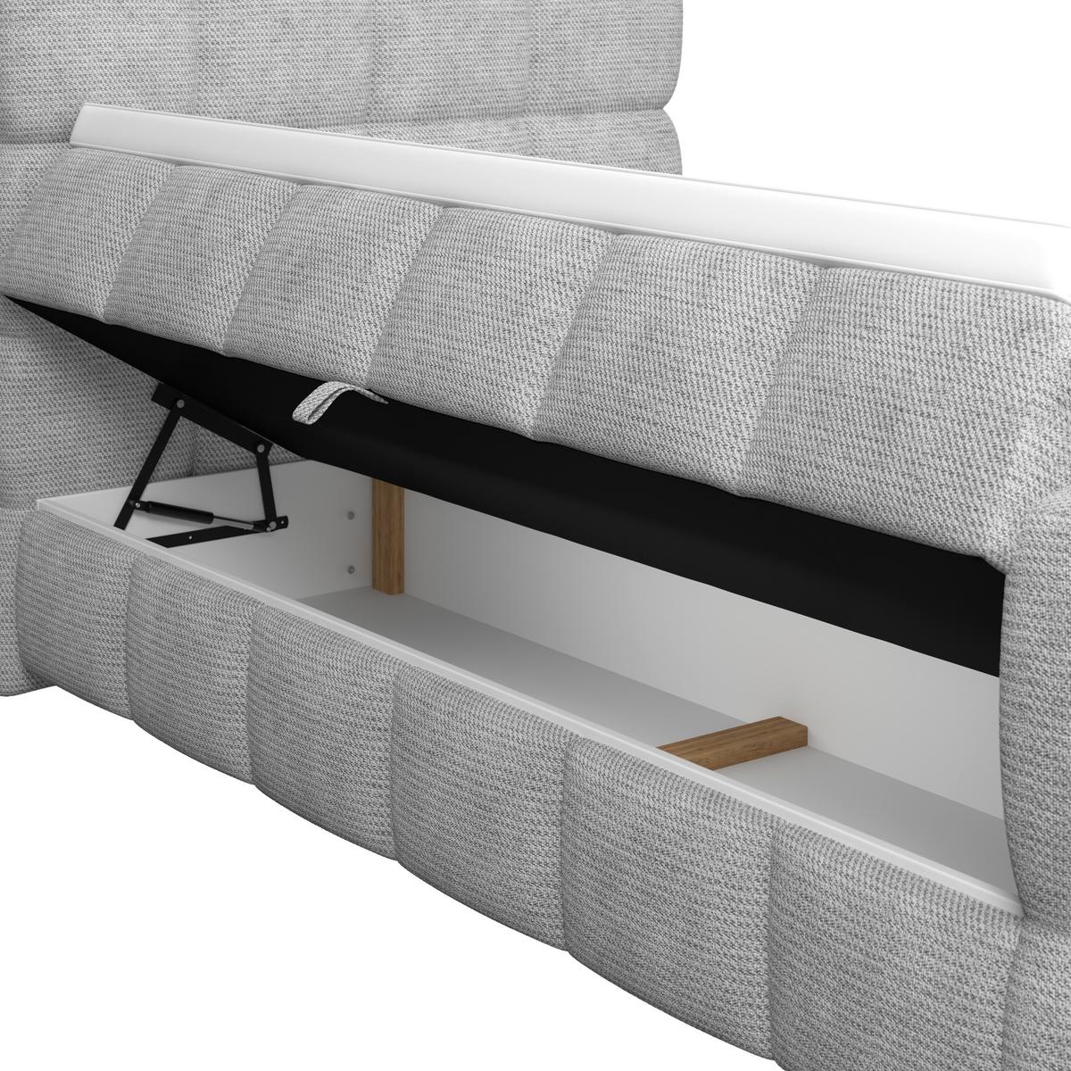 Postelja Boxspring Brisbane, Svetlo Siva, 140x220 - črna/svetlo siva, Trend, kovina/umetna masa (140/220cm) - Premium Living
