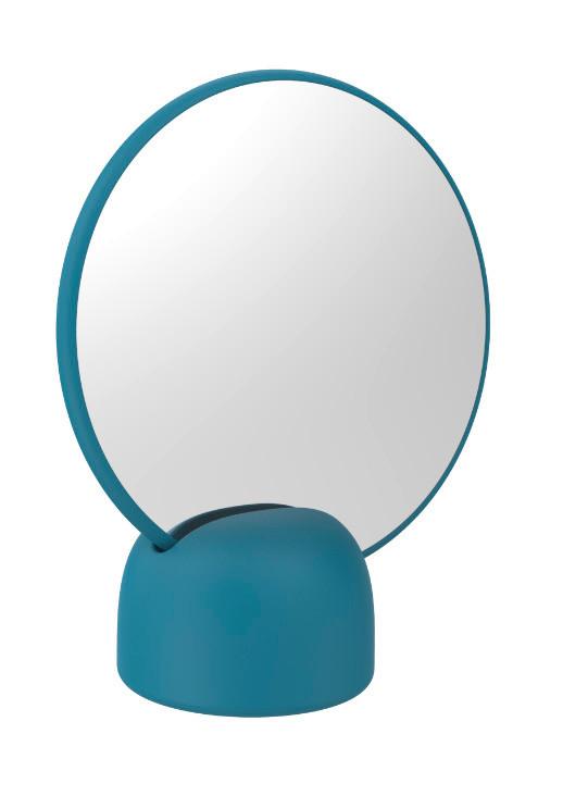 Kosmetikspiegel Naime in Blau - Blau, Modern, Glas/Kunststoff (17/19,8/8,5cm) - Premium Living