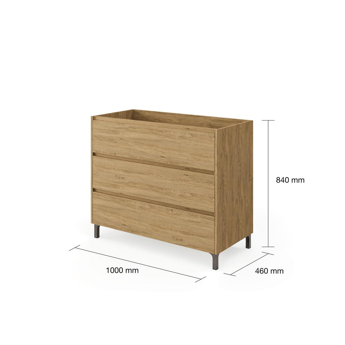 Element Ispod Umivaonika Lisbona - divlji hrast, Basics, drvni materijal (100/74/46cm)