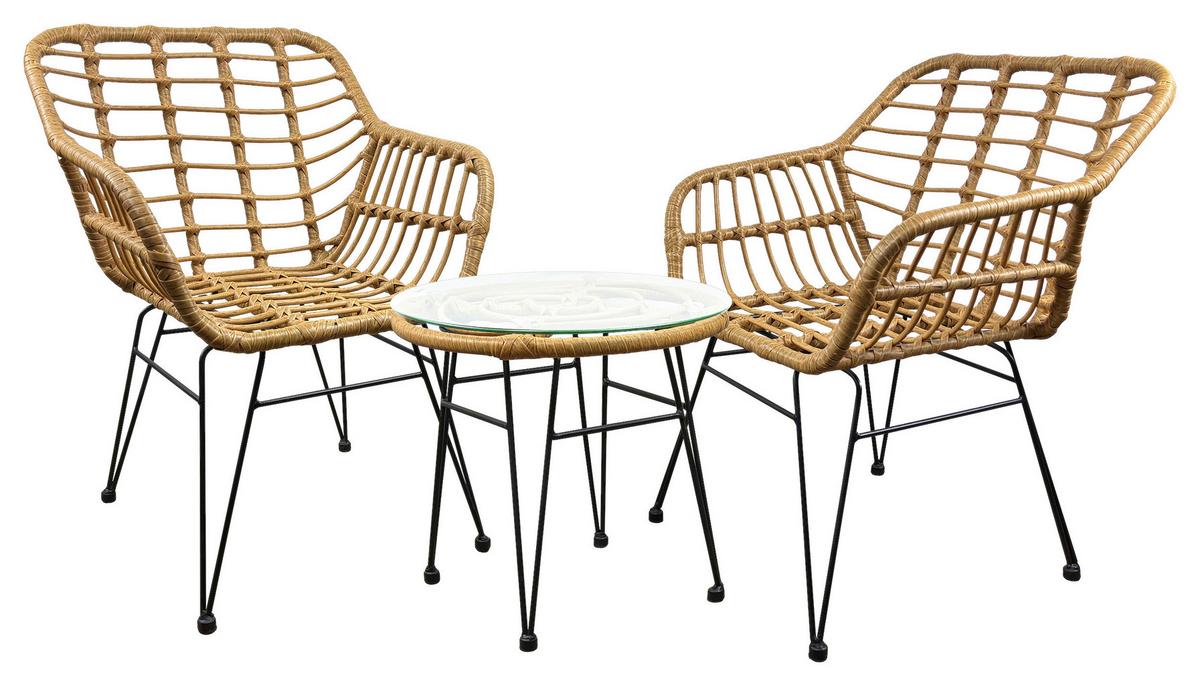 GARTENSET RAGALI - Schwarz/Braun, Modern, Glas/Kunststoff - Ambia Garden