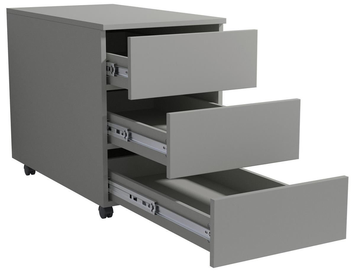 ROLLCONTAINER DALOSA 70 3-SB - Schwarz/Grau, Design, Holzwerkstoff/Kunststoff (39/55/70cm) - MID.YOU