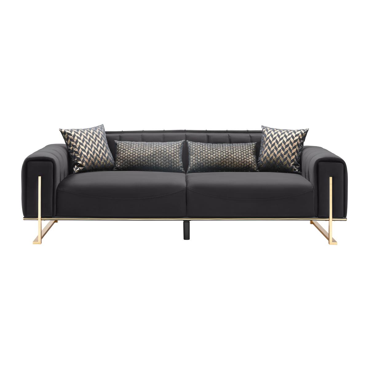 3-Sitzer-Sofa Aile in Schwarz/Goldfarben - Goldfarben/Schwarz, Lifestyle, Textil (244/80/90cm) - Mömax