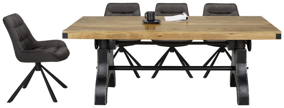 Jedilna Miza Industrial, Naravne Barve, Črna, 200x90 - črna/naravne barve, Trendi, kovina/les (200/90/76cm) - Premium Living