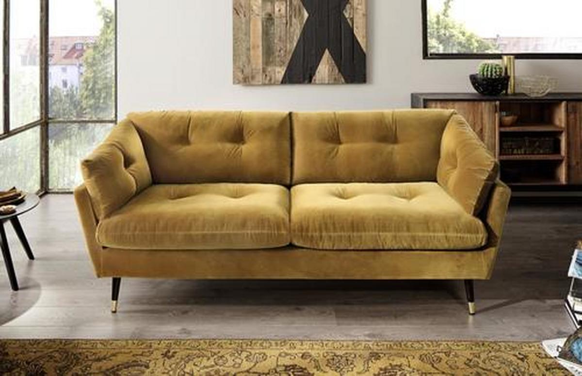 Canapea cu 2 locuri JAPAN-3S SOFA - galben, Modern, textil (206/85/89cm) - Mömax