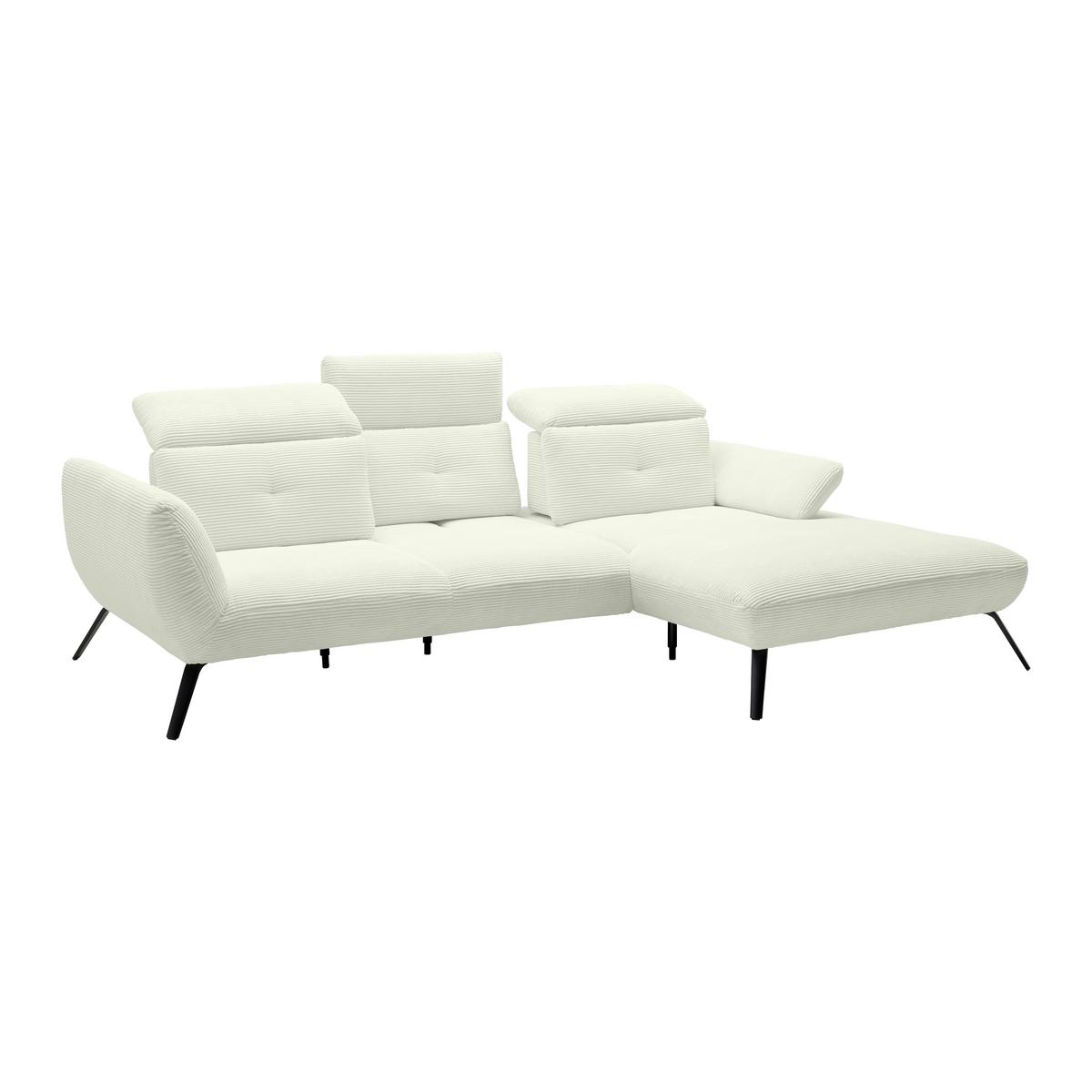 Wohnlandschaft Seattle Creme - Creme/Schwarz, MODERN, Holzwerkstoff/Textil (301/196cm) - Premium Living