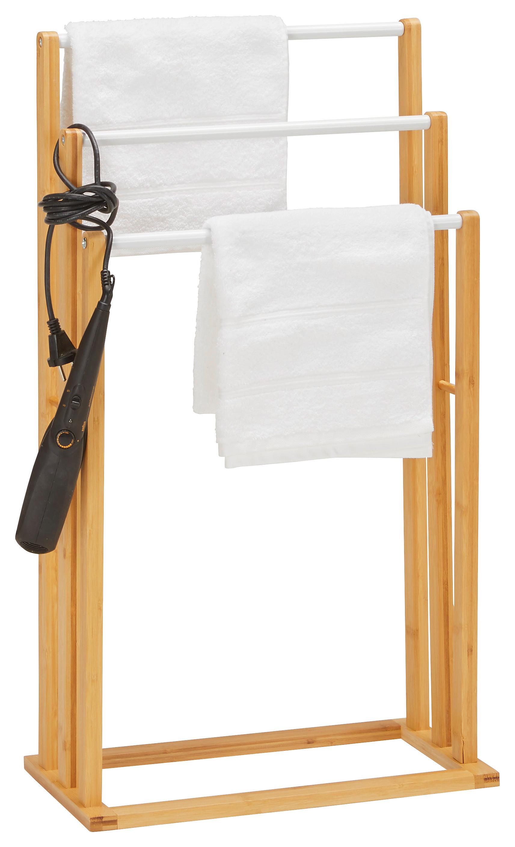 Handtuchhalter Anni II aus Echtholz - Weiss/Naturfarben, Modern, Holz/Metall (46/82/24cm) - Mömax