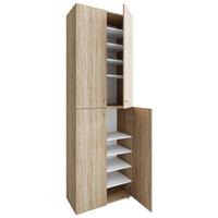 Schuhschrank LONA Sonoma Eiche ca. 70x220x40cm - Silberfarben/Schwarz, Design, Holzwerkstoff/Kunststoff (70/220/40cm) - MID.YOU