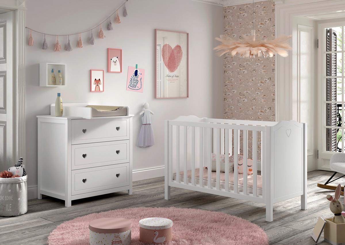 Babyzimmer AMORI in Kiefer MDF, teilmassiv, Weiß - Weiß, MODERN, Holz/Holzwerkstoff - MID.YOU