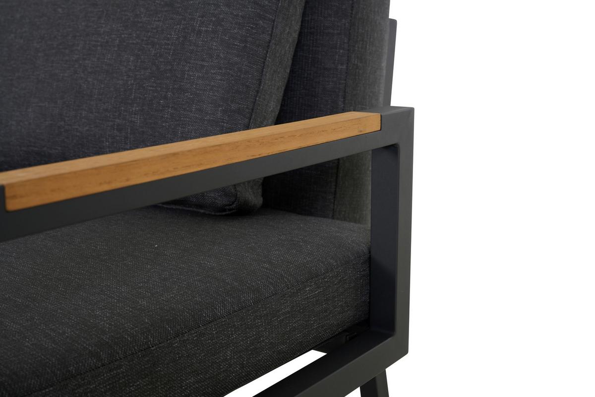3er-Loungesofa Calera Anthrazit/Echtholz - Anthrazit, Basics, Holz/Textil (219/81/91cm) - Siena Garden