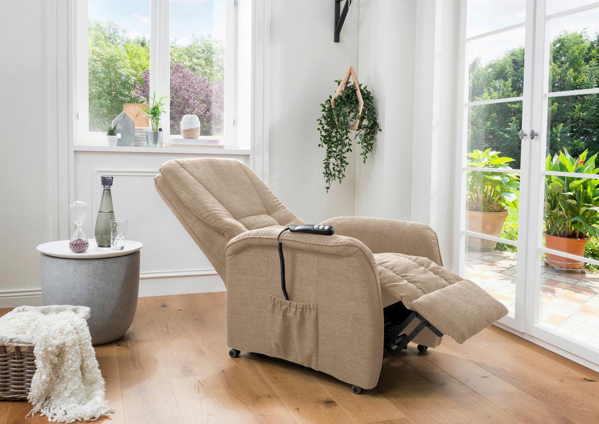 Relaxsessel Harry Hellbraun Nylon/Struktur - Hellbraun/Schwarz, Design, Kunststoff/Textil (77/107/88cm) - Livetastic
