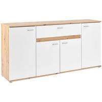 Komód Carmen - tölgyfa színű/fekete, Trend, műanyag/faalapú anyag (160/80/35cm) - Based