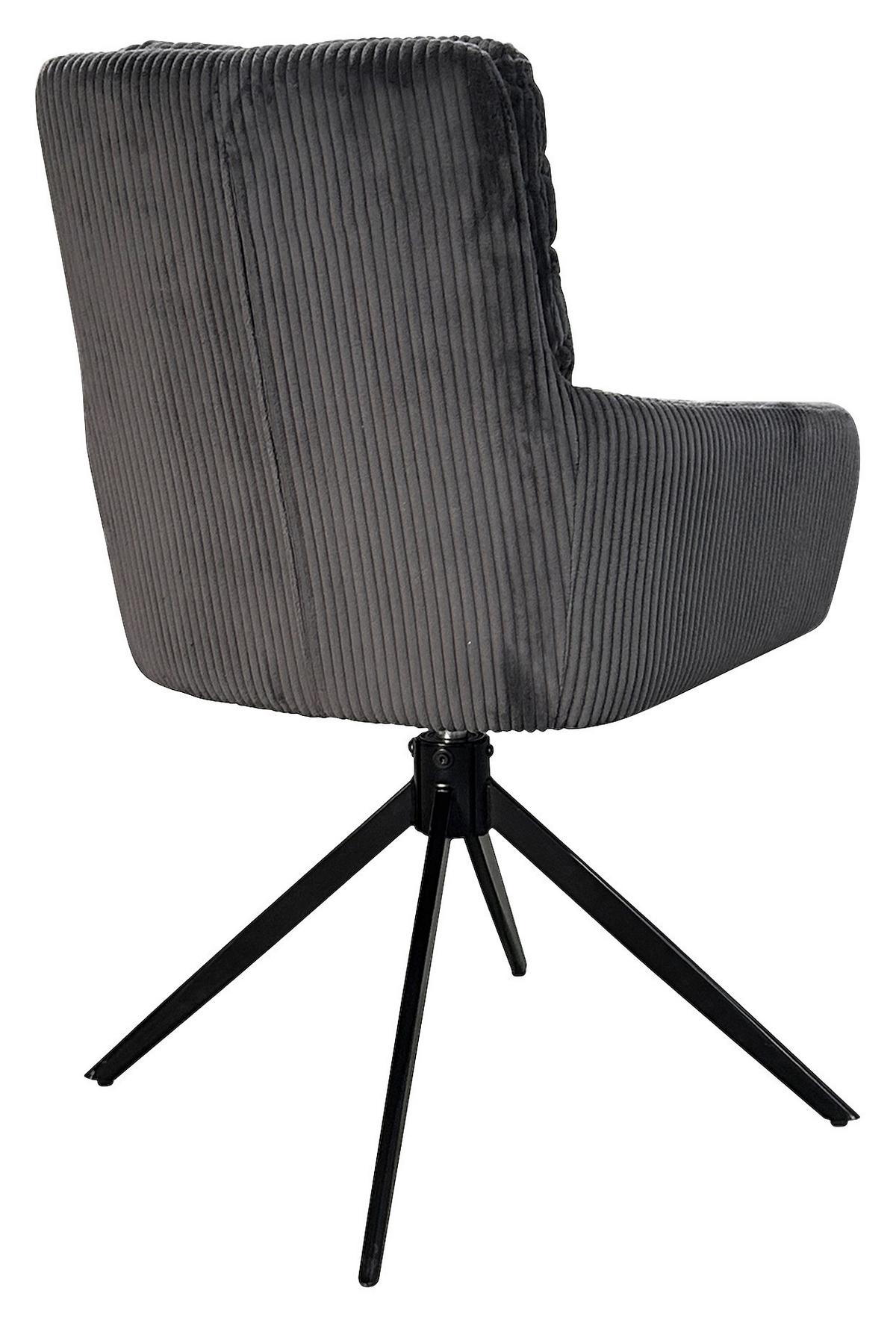 Armlehnstuhl-Set Pura 2er-Set Dunkelgrau - Dunkelgrau/Schwarz, Design, Textil/Metall (58/88/64cm) - MID.YOU