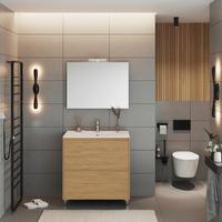 Element Ispod Umivaonika Lisbona - boje kroma/divlji hrast, Basics, drvni materijal/plastika (80/74/46cm)