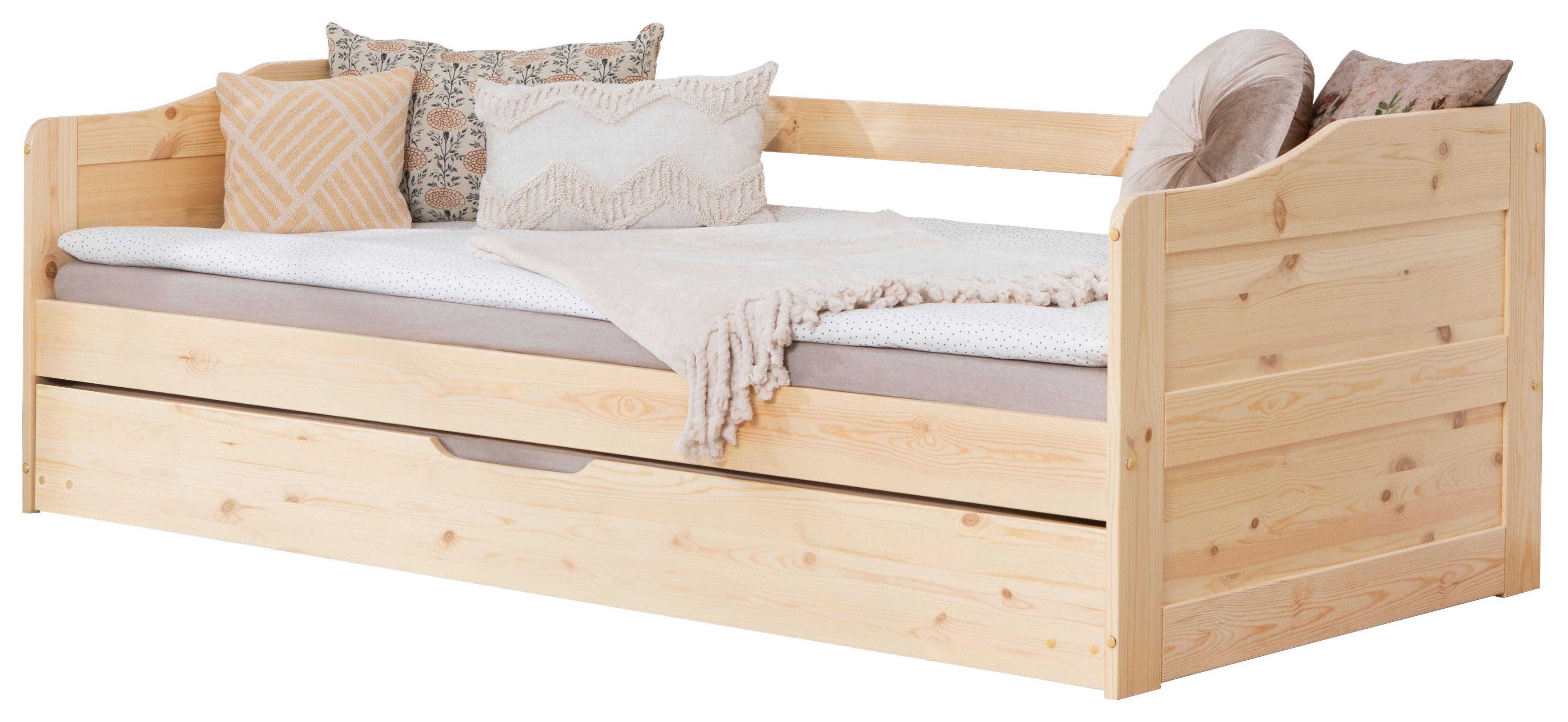 Ausziehbett Holz Melinda ca. 204x96x63 cm Kiefer - Kieferfarben, Natur, Holz/Kunststoff (90/200cm) - Livetastic