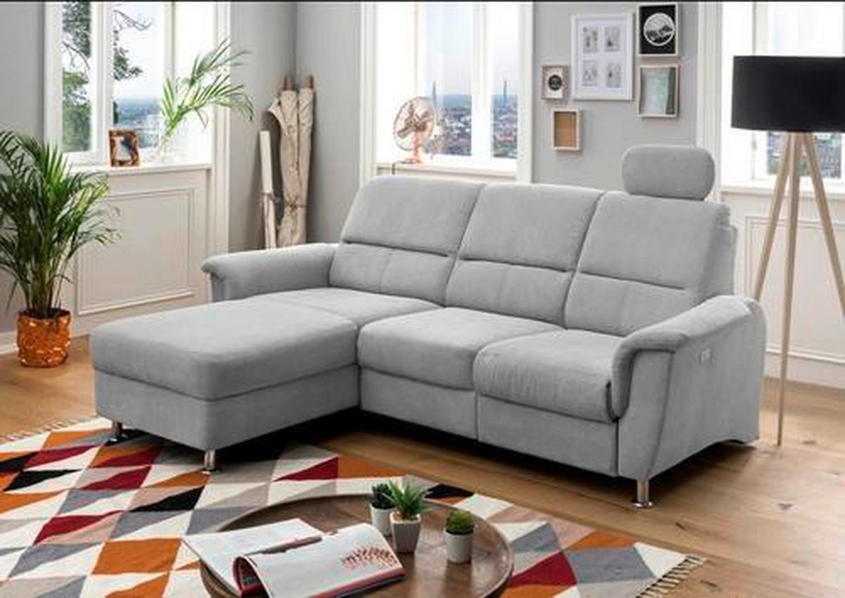 Ecksofa mit Relaxfunktion + USB Anschluss Parole, Mikrof. - Chromfarben/Silberfarben, MODERN, Textil/Metall (165/231cm) - Livetastic