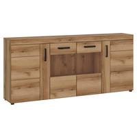 Comodă CORTINA - culoare lemn stejar, Modern, sticlă/material pe bază de lemn (185,1/86/40,9cm) - Modern Living