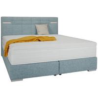 Boxspringbett mit Beleuchtung ca. 180x200cm - Silberfarben/Mintgrün, Modern, Kunststoff/Textil (180/200cm) - Premium Living