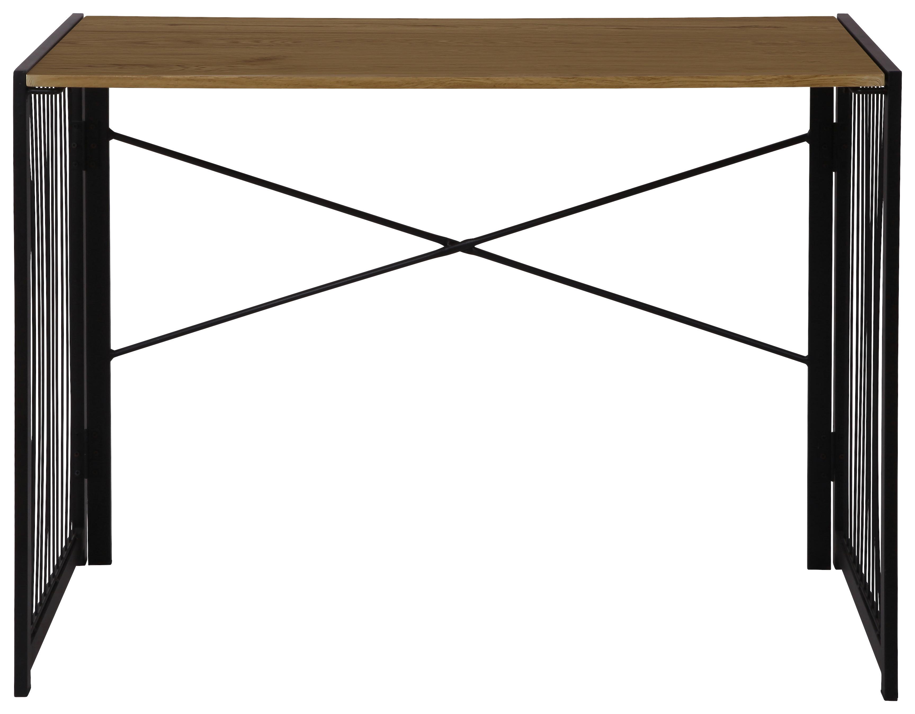 Pisalna Miza Klapp, Zložljiva, 100x50 - črna/barve hrasta, Moderno, kovina/leseni material (100/75/50cm)
