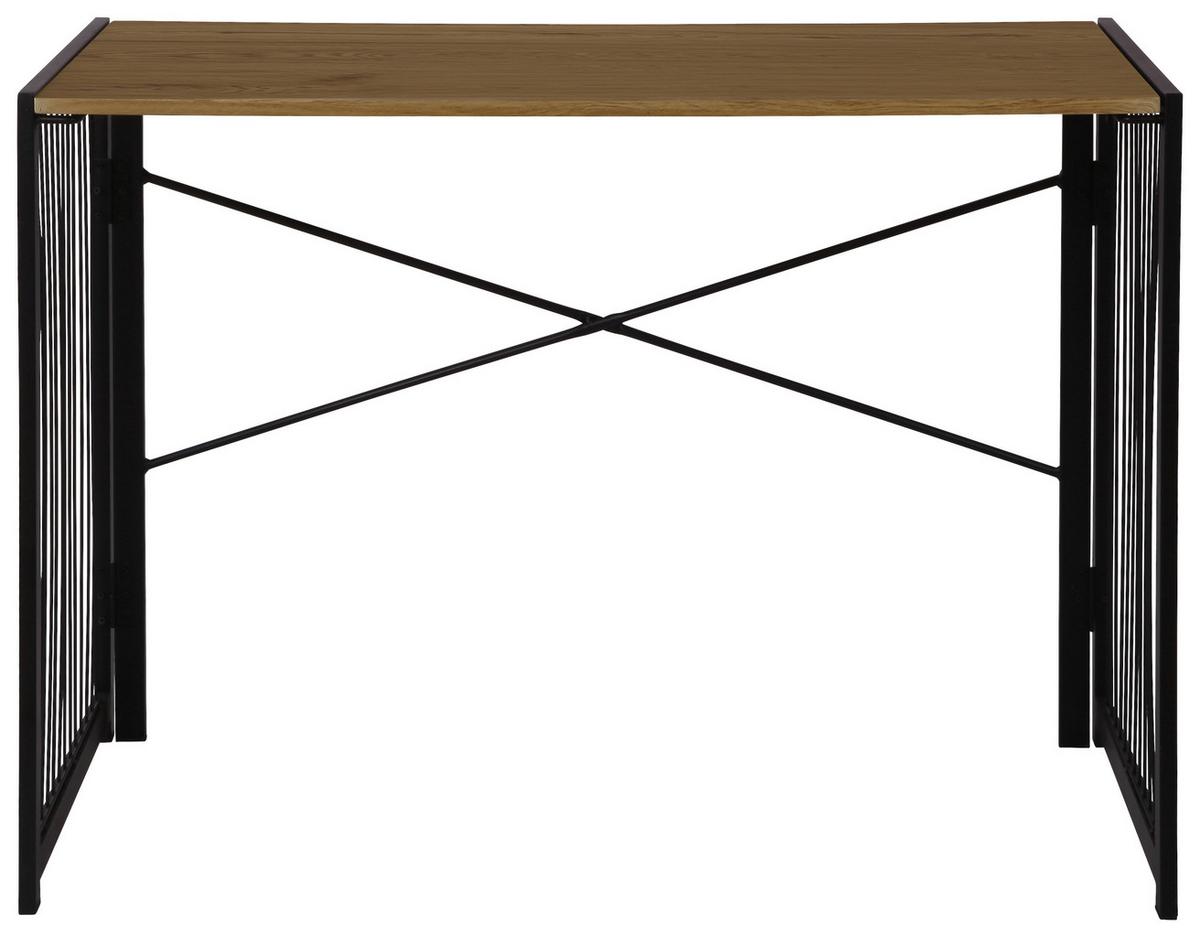 Pisalna Miza Klapp, Zložljiva, 100x50 - črna/barve hrasta, Moderno, kovina/leseni material (100/75/50cm)