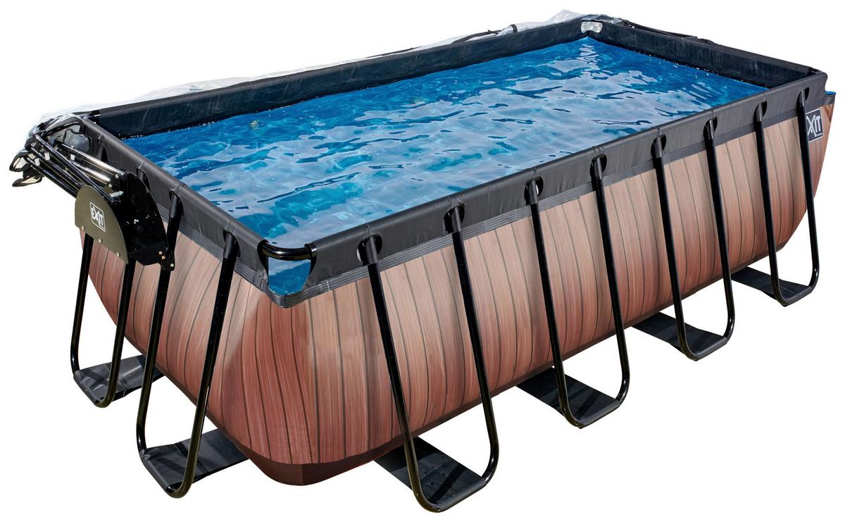 Bazen Exit Wood Pool, Črpalka S Peščenim Filtrom, 400x200cm - rjava, Konvencionalno, kovina (400/200/122cm) - EXIT Toys