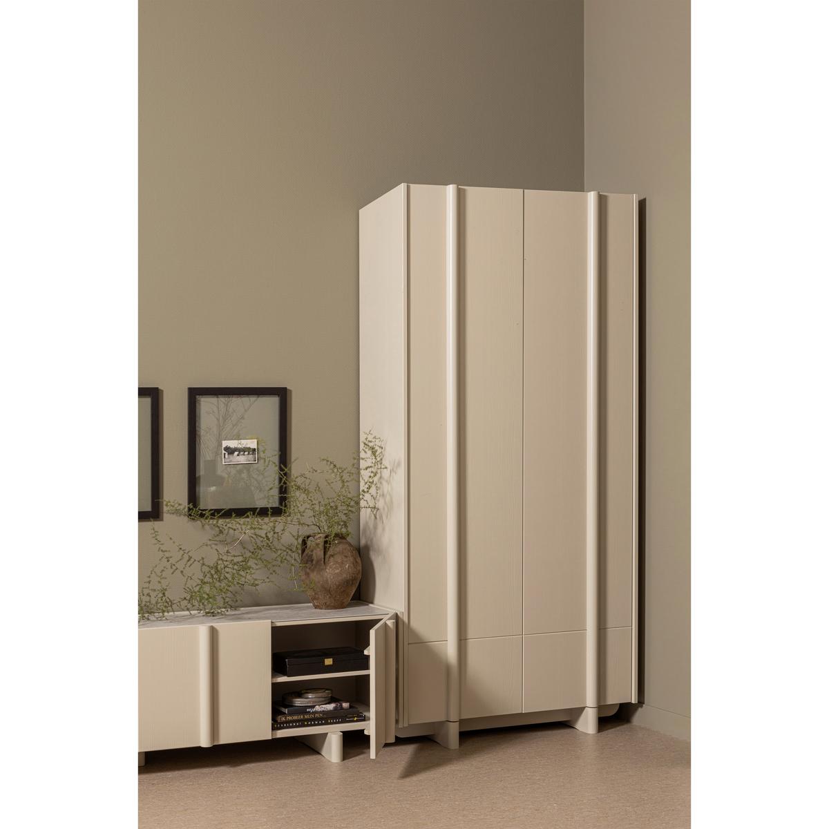 Garderobenschrank Basu Grauweiß B: 101 cm - Grauweiß, Design, Holz (101/210/46cm) - Livetastic
