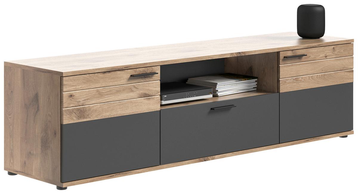 Lowboard Mason ca. 194x53x47 cm Eiche/Grau - Holzwerkstoff/Kunststoff (194/53/47cm) - MID.YOU