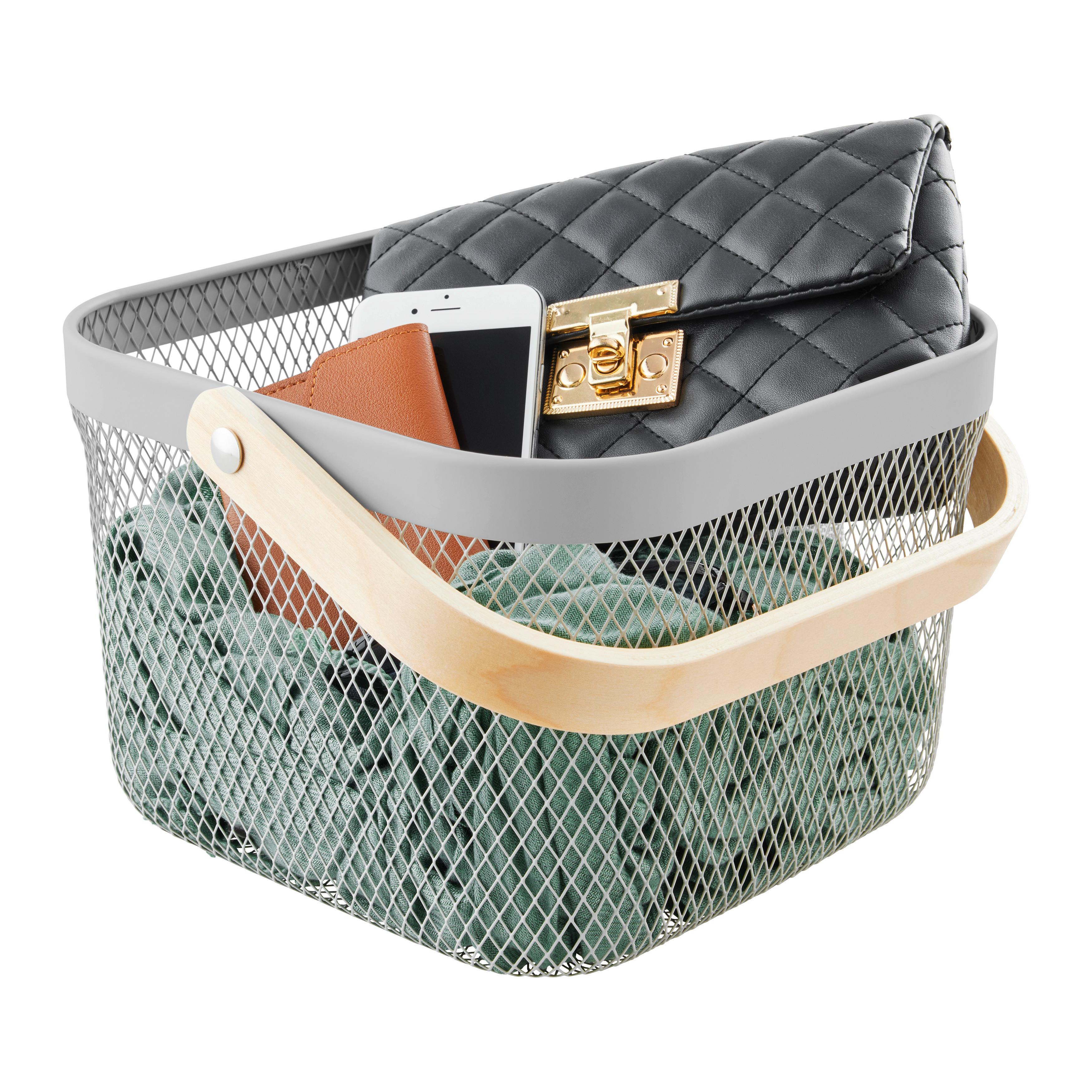 UNIVERSALKORG BETTY - grå, Modern, metall/trä (26.8/25.5/17.5cm) - Mömax