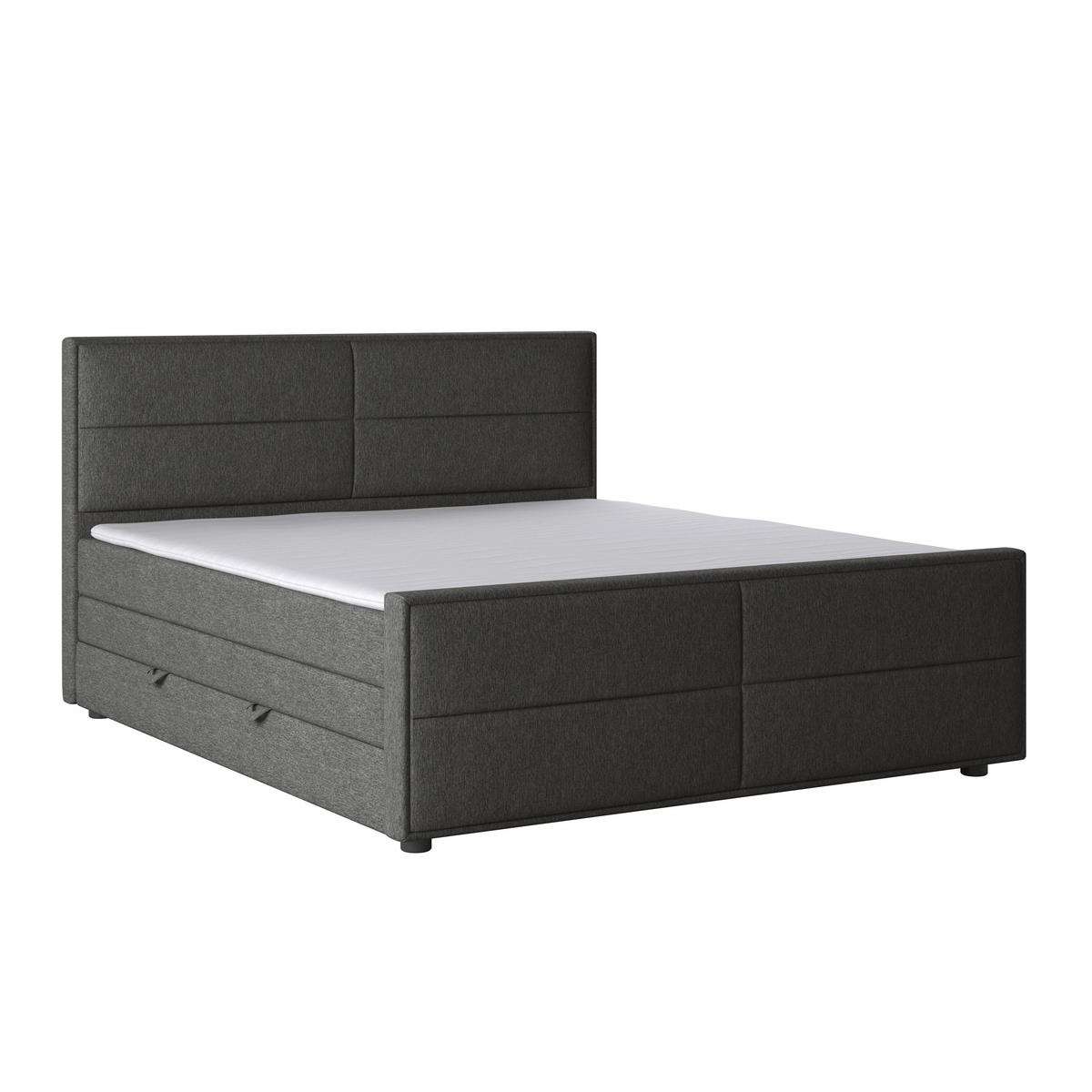 Boxspringbett Palermo ca. 180x200 cm Anthrazit - Anthrazit, MODERN, Holz/Kunststoff (180/200cm) - MID.YOU