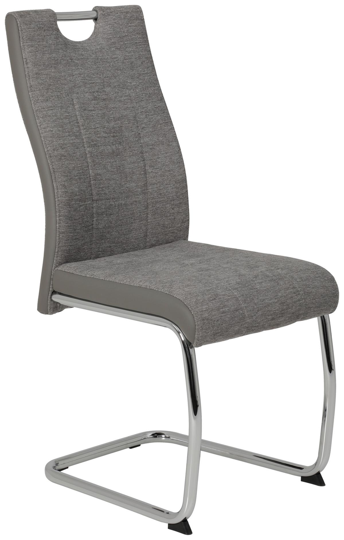 Schwingstuhl Alina 4er-Set Grau Webstoff - Chromfarben/Grau, MODERN, Textil/Metall (43/98/59cm) - MID.YOU