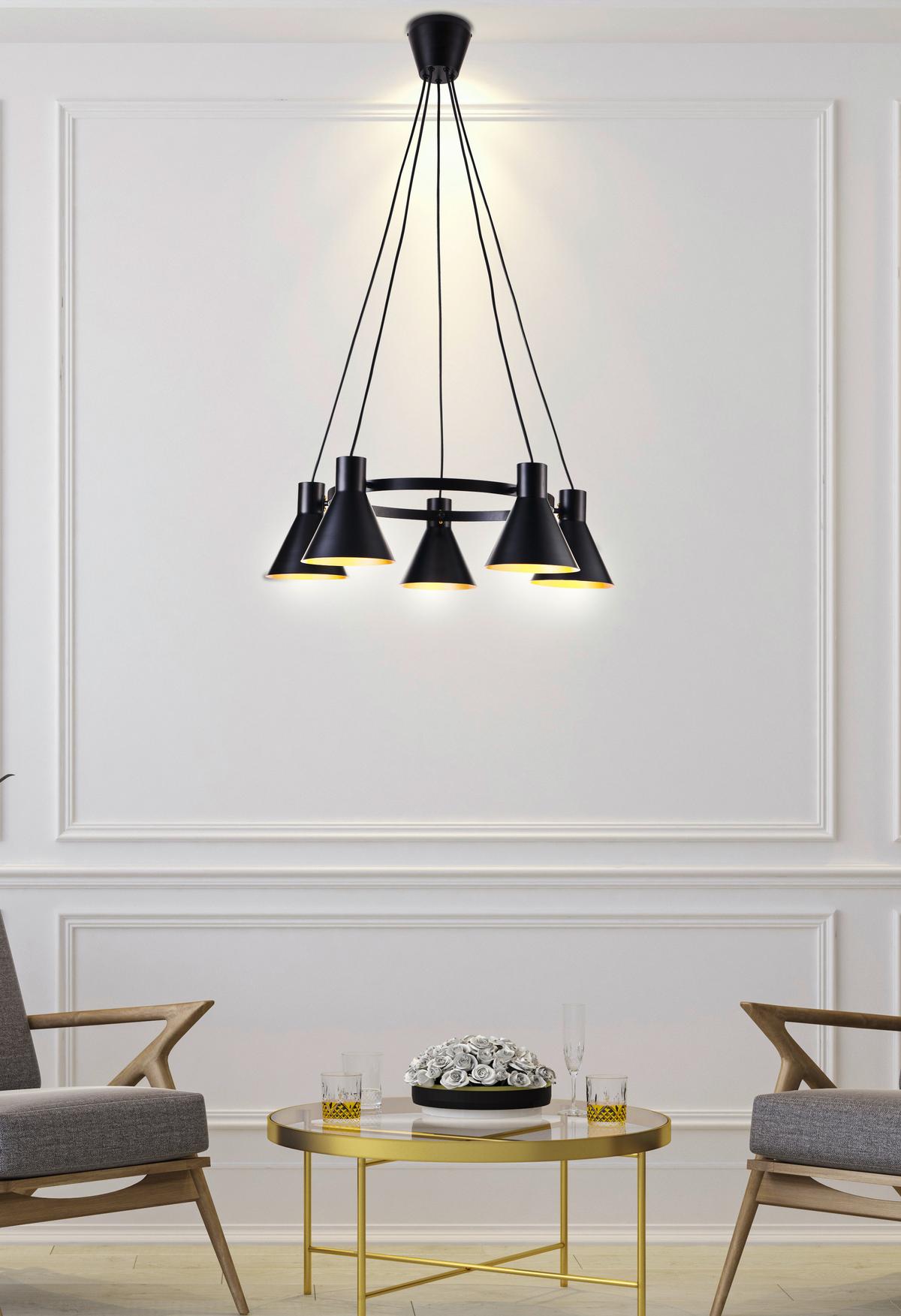 Viseća Svjetiljka More - zlatne boje/crna, Design, metal (65/65cm)