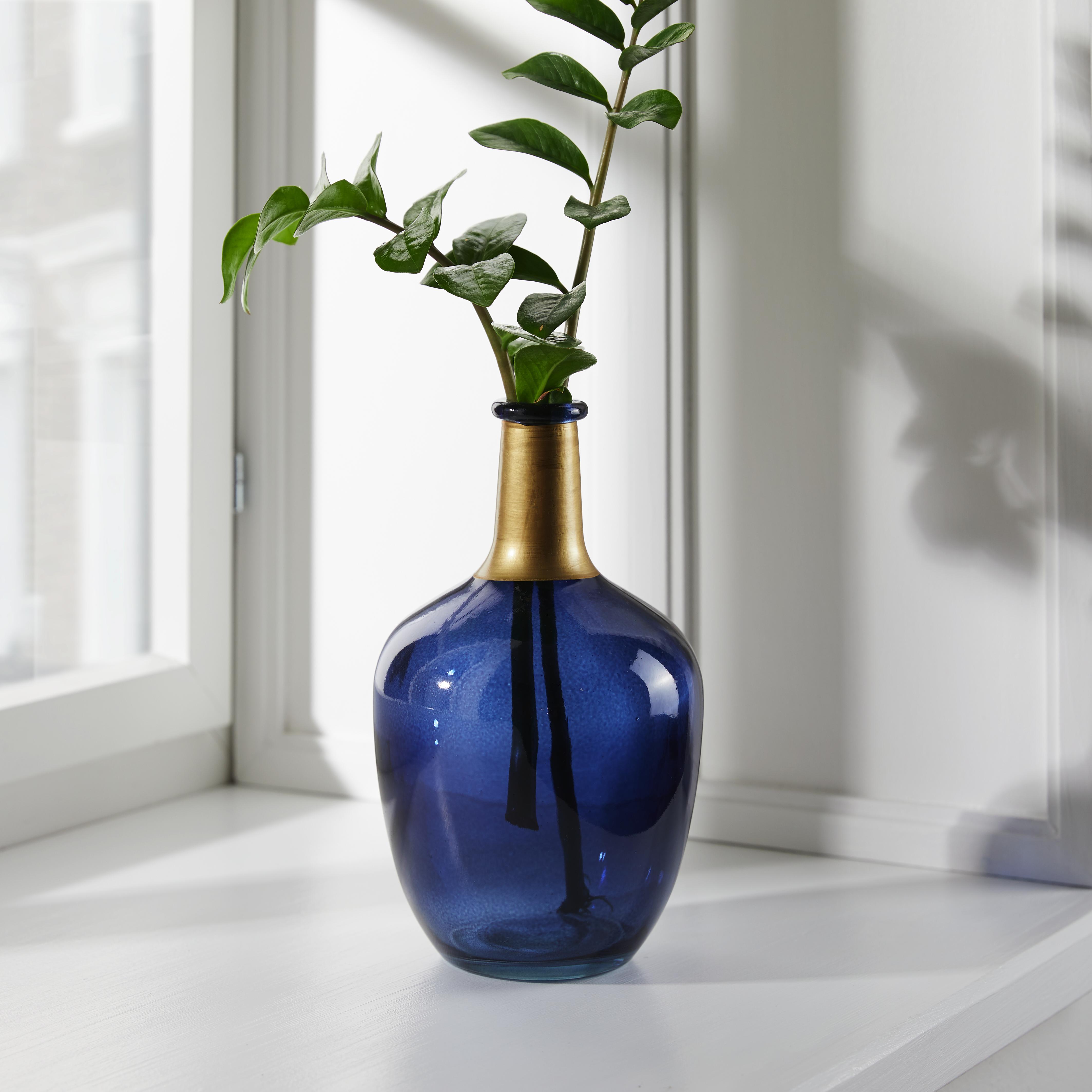 Vase in Blau ca. 26 cm 'Tabea' - Blau, MODERN, Glas (16/26cm) - Bessagi Home
