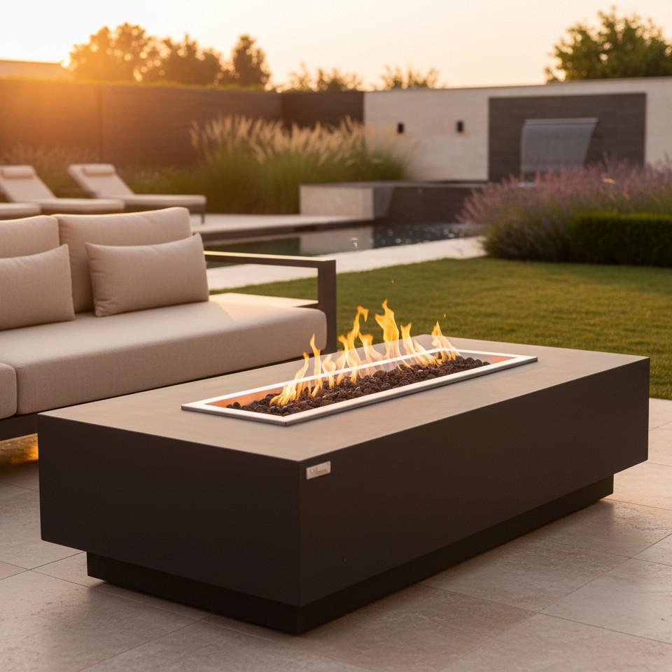 Feuerstelle Granville Dunkelgrau - Dunkelgrau, KONVENTIONELL, Stein/Metall (152/69,5/43cm) - Gardenson