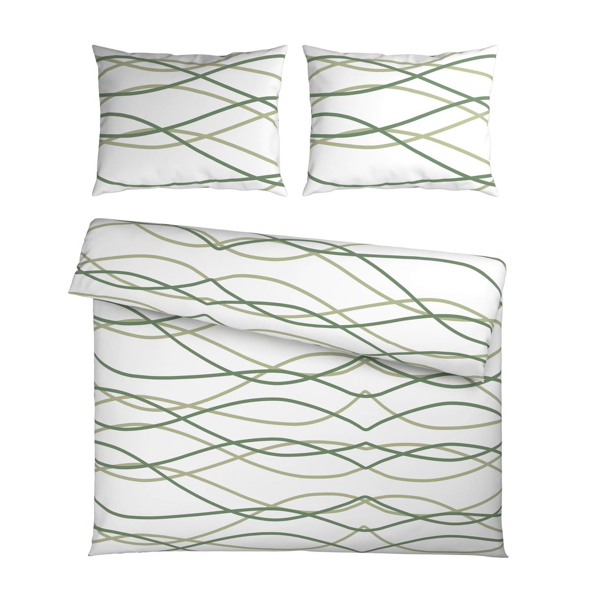 Lenjerie de pat Welle cca. 200x220/2x50x70 cm - verde deschis/alb, Modern, textil (200/220cm) - Mömax