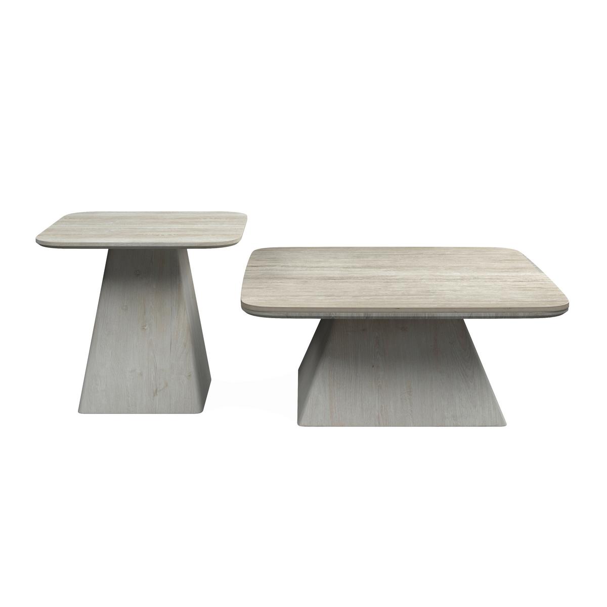Couchtisch Thiago Creme 2-er Set MDF/Stein - Creme, MODERN, Holzwerkstoff/Stein - Bessagi Home