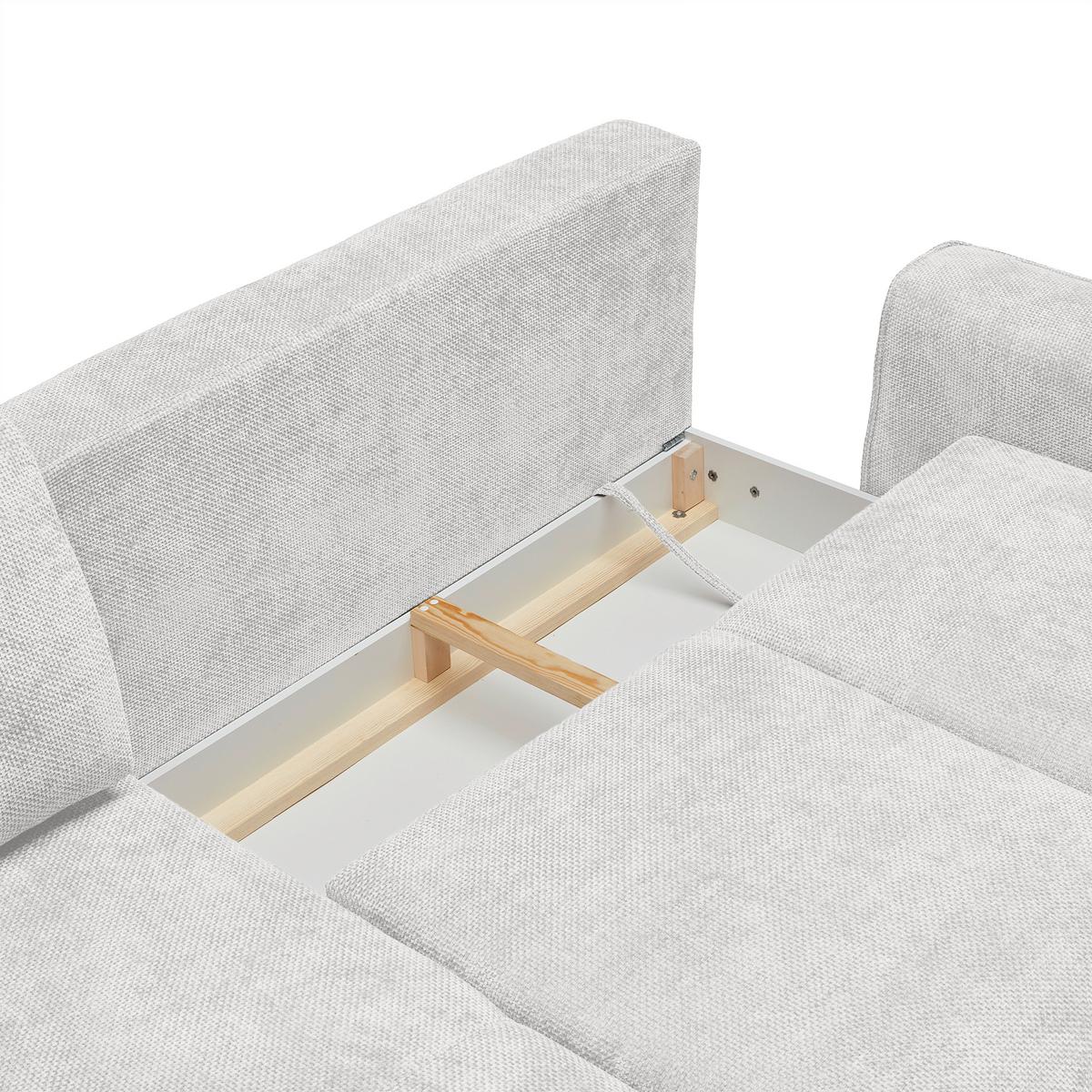 Ecksofa Custom Creme - Creme/Schwarz, MODERN, Textil/Metall (164/85/255cm) - Mömax