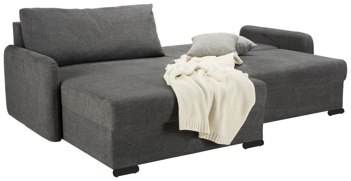 Sedežna Garnitura Lyon C, Temno Siva, Ležišče, Predal - temno siva/črna, Moderno, umetna masa/tekstil (242/102/167cm) - Mömax